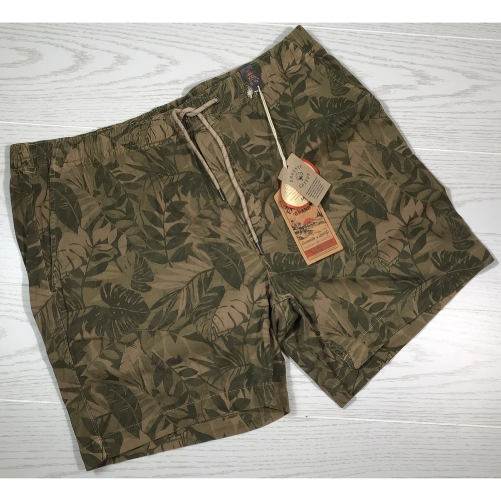 Faherty Organic Cotton Shorts Men XXL Floral Garment Dyed Elastic Drawstring New